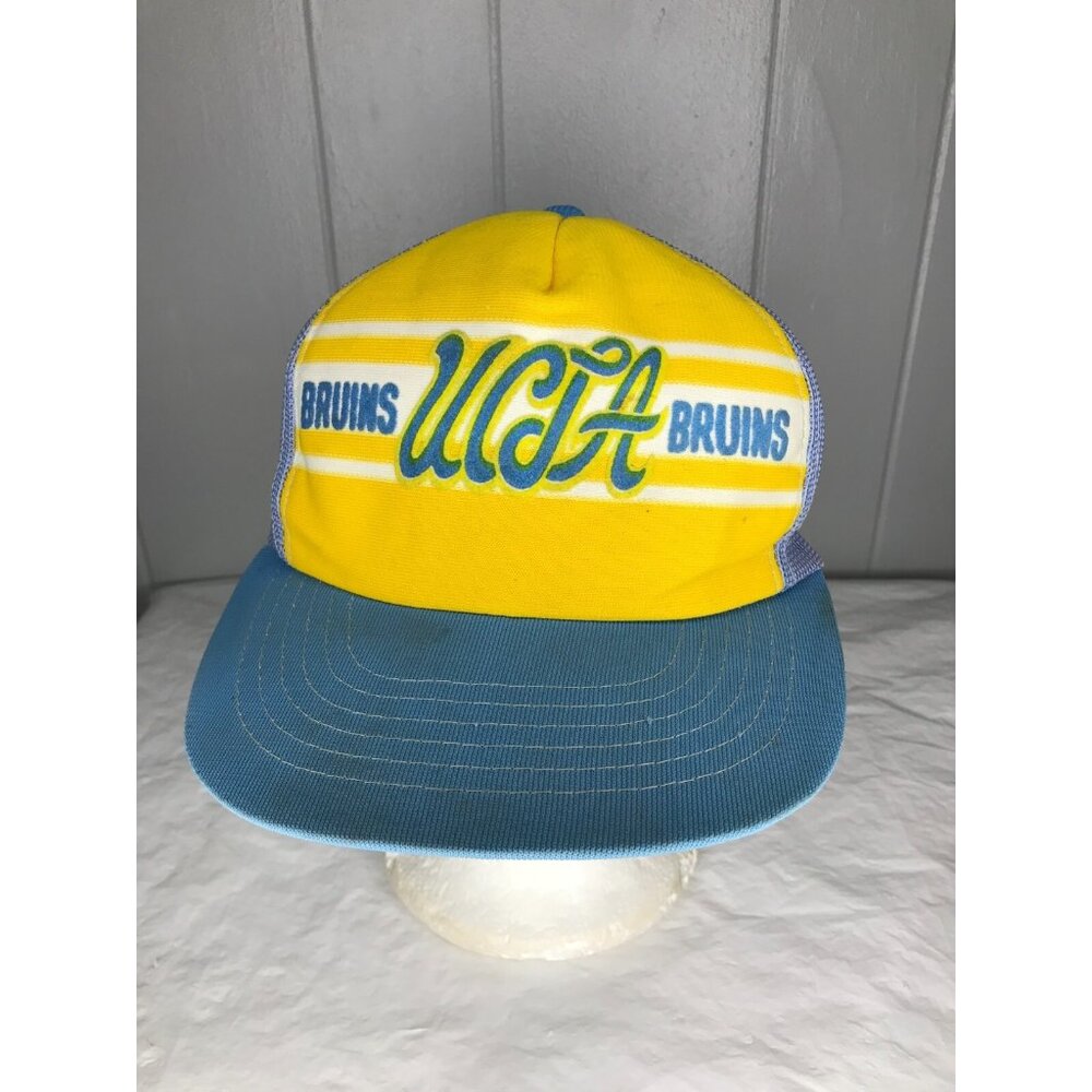 Vintage 80's UCLA Bruins Snapback Cap Hat Trucker 3 Stripe Bar Front Design